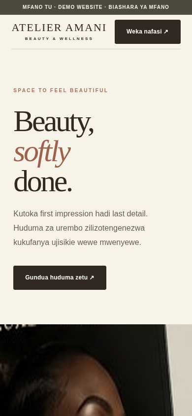 Screenshot ya website ya mfano, concept A